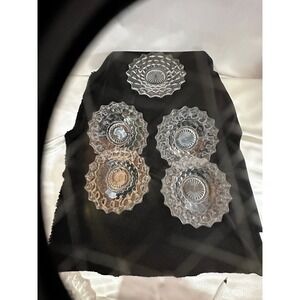 Fostoria American Clear Glass 8" Dessert Salad Plates Set of 5 Cube Pattern